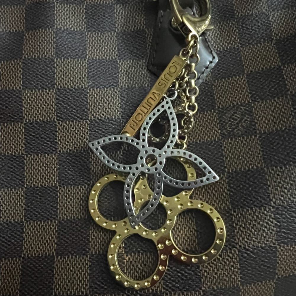 Louis Vuitton Floral Bag Charm & Key Holder Gold Silver Tone
